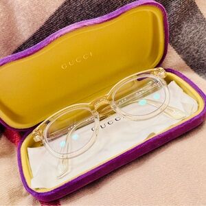 Gucci Clear Glasses with Purple and Yellow Case